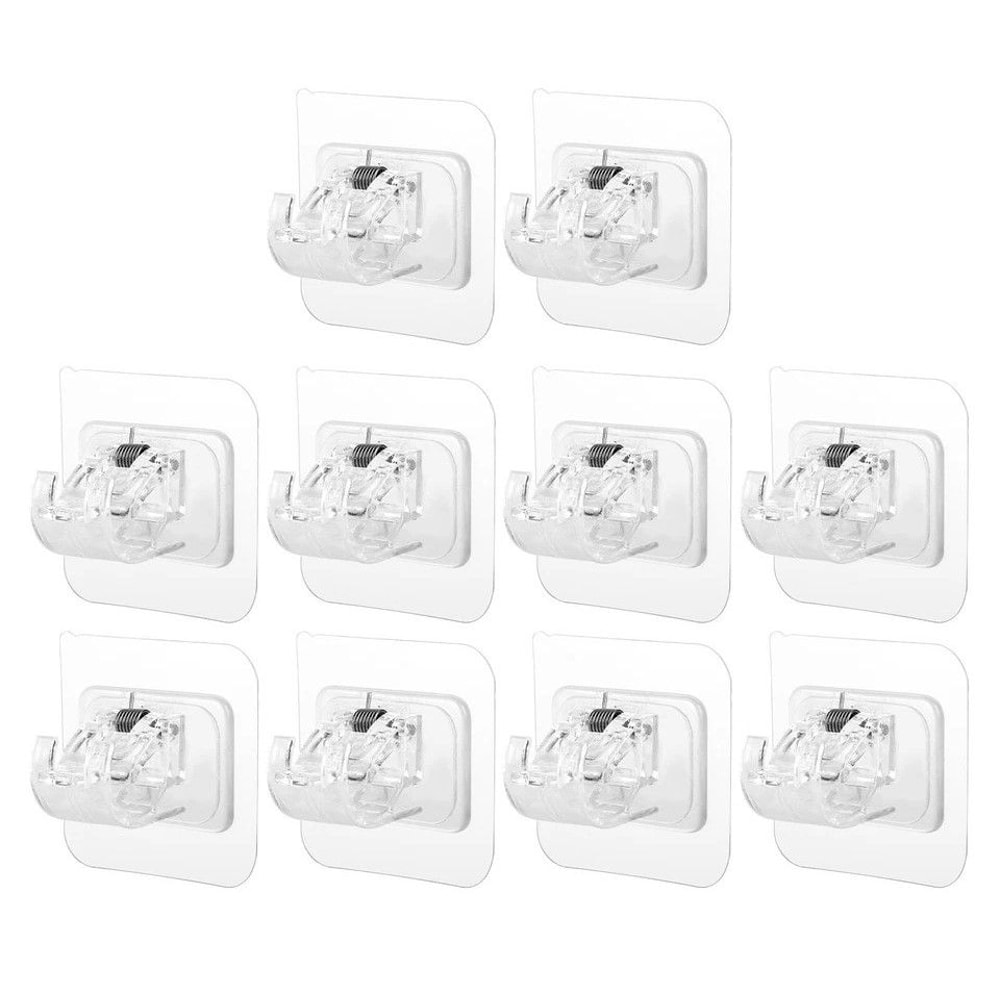 Adjustable NailFree SelfAdhesive Curtain Rod Clip Hooks 0