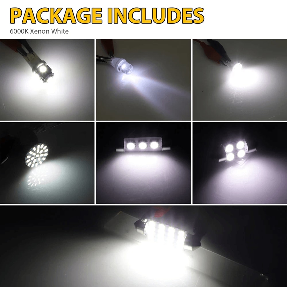 Car Interior LED Lights Combo Kit Dome Map License Plate Trunk Bulbs 8