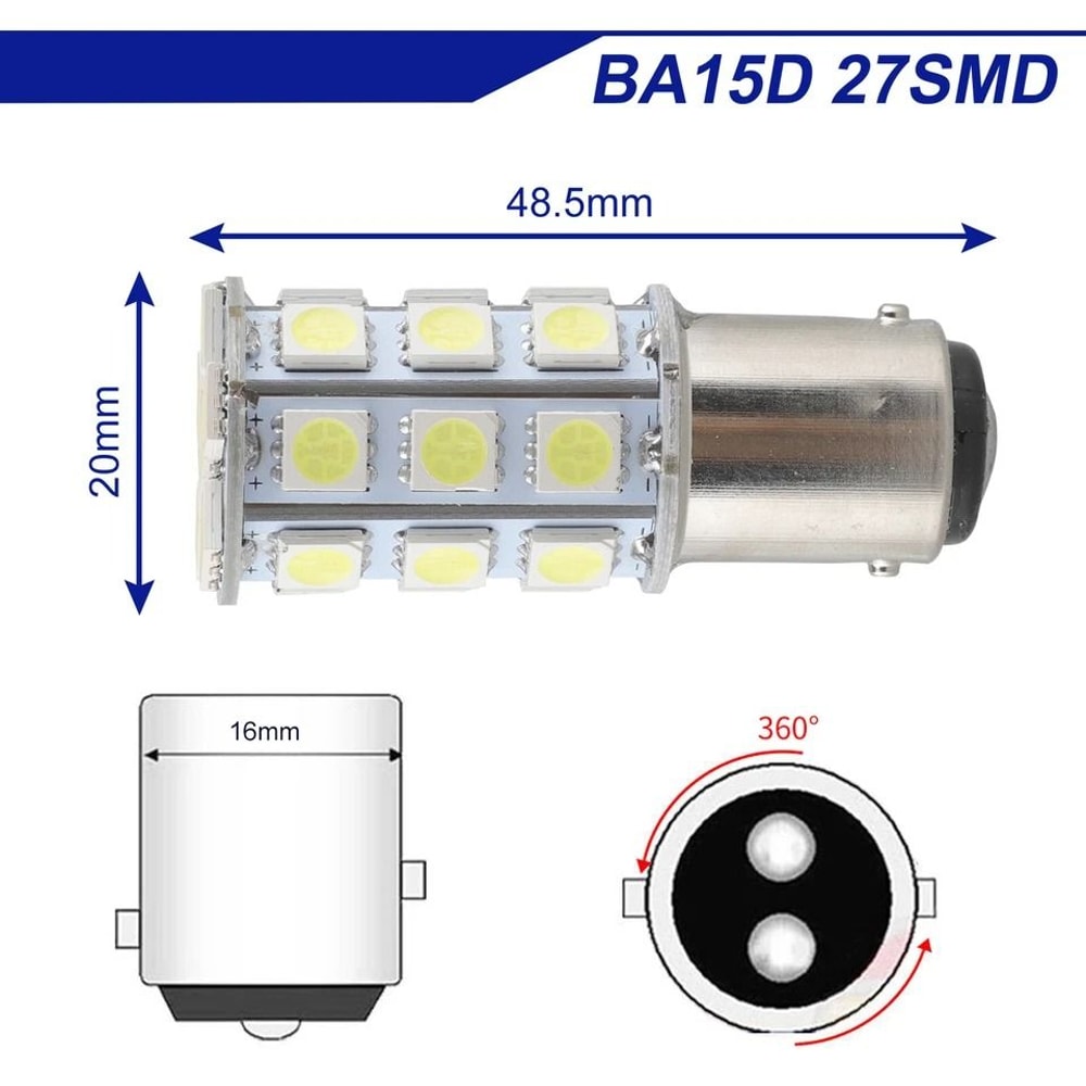Super Bright BA15D SMD LED Interior RV Camper Trailer Light Bulb White HighQuality Replacement For 3