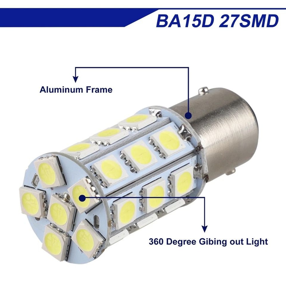 Super Bright BA15D SMD LED Interior RV Camper Trailer Light Bulb White HighQuality Replacement For 6