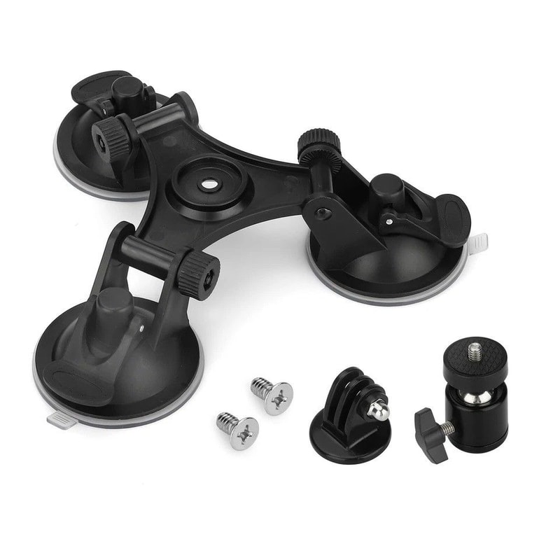 Triple Suction Cup Car Holder Mount For GoPro Hero DJI OSMO Action Cameras Durable Stable 0