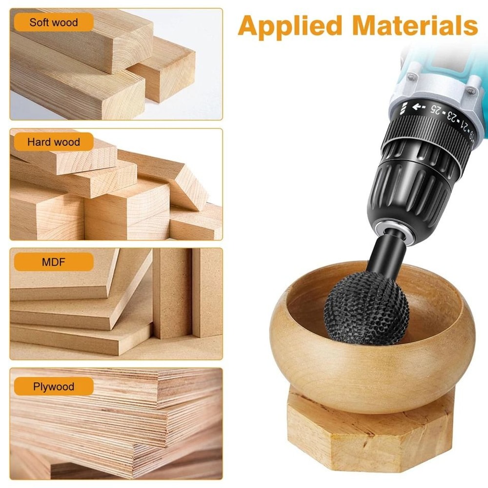 Sphere Rotary Burr Carbon Steel Wood Carving Ball Angle Grinder Precision Grinding Sculpting Tool 4