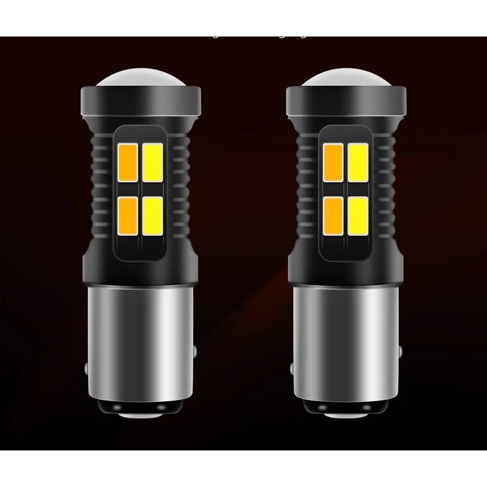 WhiteAmber LED DRL Switchback Turn Signal Parking Light Bulbs Dual Color For Vehicles 0