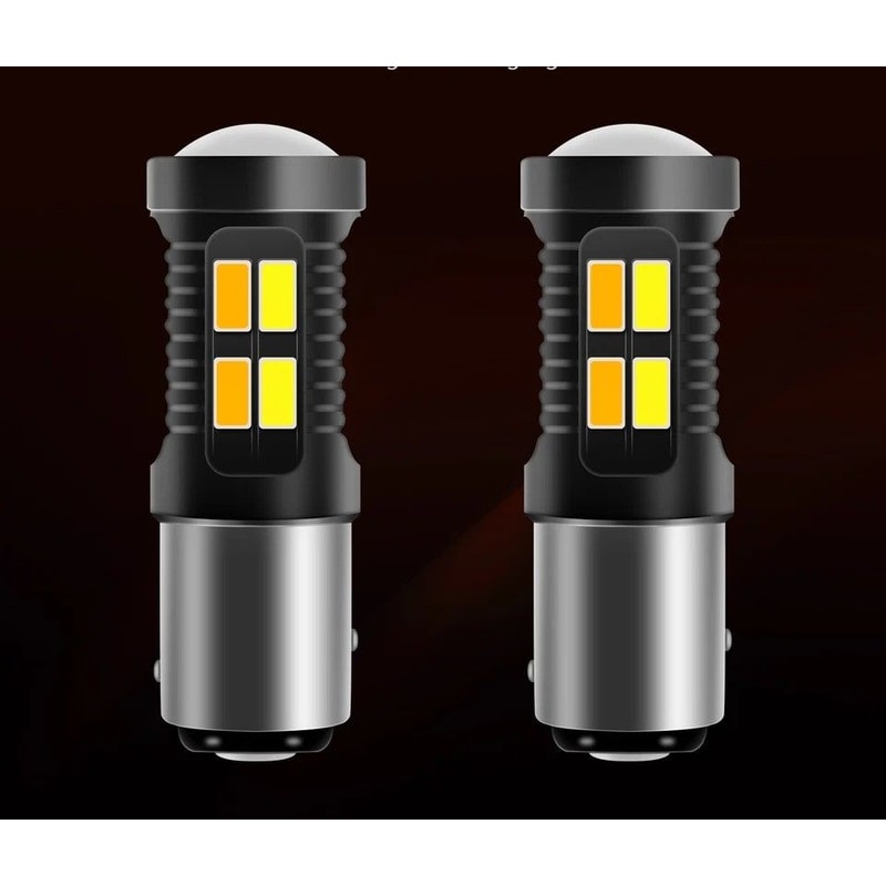 WhiteAmber LED DRL Switchback Turn Signal Parking Light Bulbs Dual Color For Vehicles 0