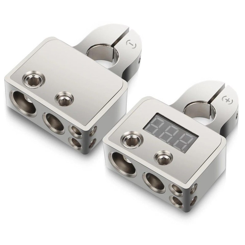 Car Battery Terminal Connectors With LED Voltmeter 0