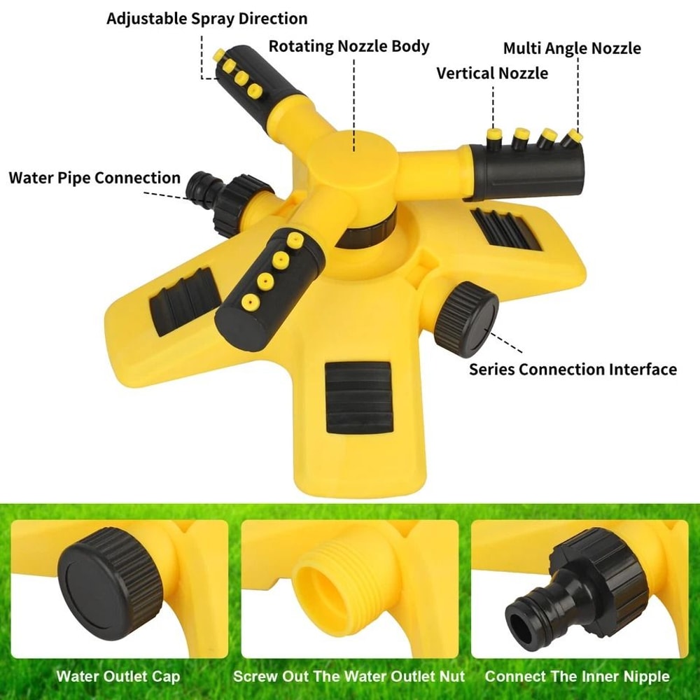 Automatic Rotating Lawn Sprinkler For Grass Watering Efficient Irrigation System For Patio Yard 3