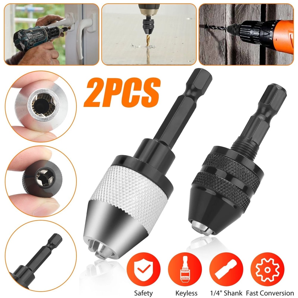Keyless Chuck Conversion Hex Shank Adapter Drill Bit Quick Change Driver 9