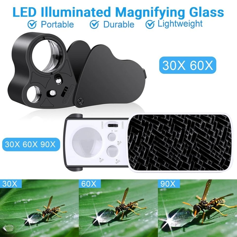 Jewelry Magnifier Loop With LED Light Folding Magnifying Glass For Jewelry Gems Coins And More 1
