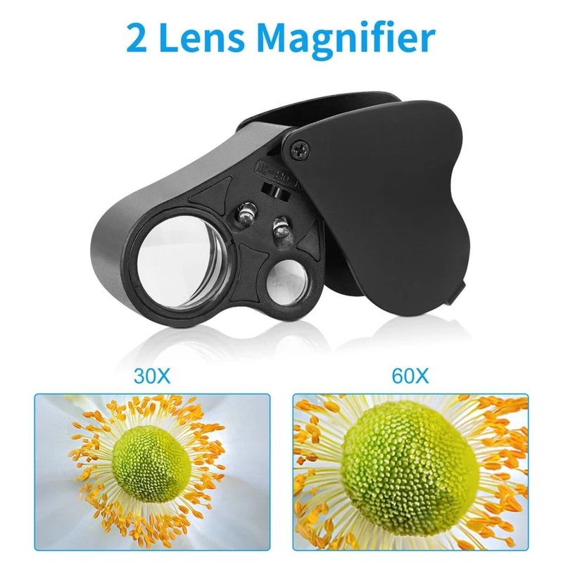 Jewelry Magnifier Loop With LED Light Folding Magnifying Glass For Jewelry Gems Coins And More 2