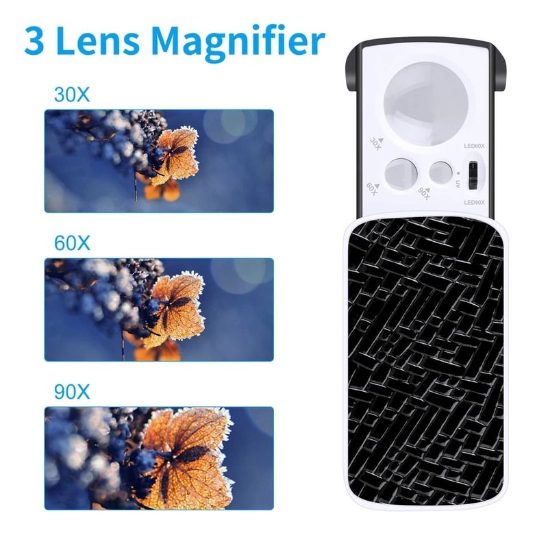 Jewelry Magnifier Loop With LED Light Folding Magnifying Glass For Jewelry Gems Coins And More 3