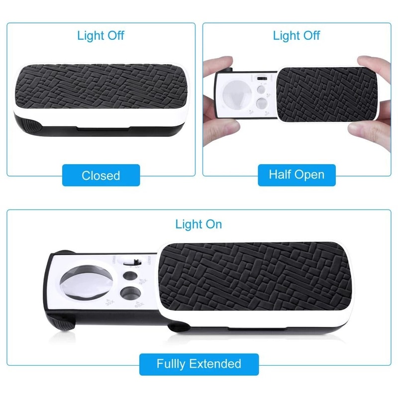 Jewelry Magnifier Loop With LED Light Folding Magnifying Glass For Jewelry Gems Coins And More 5
