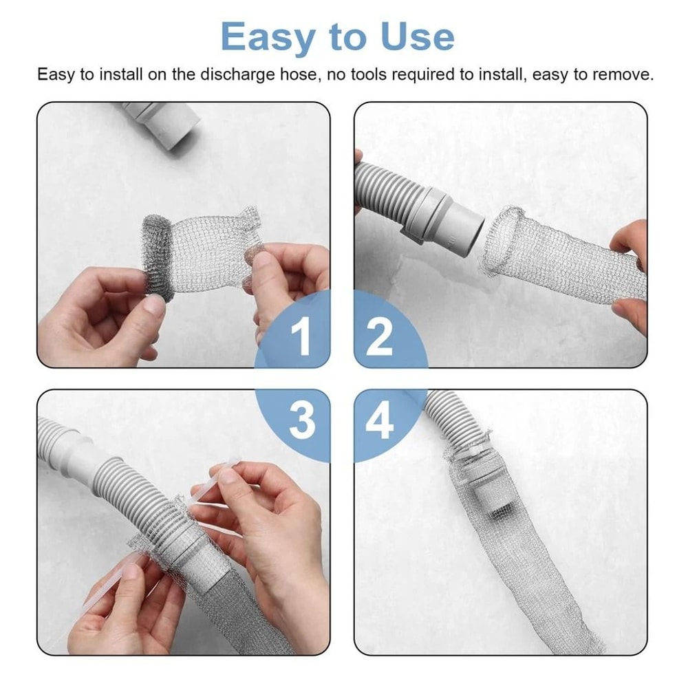 Washing Machine Lint Drain Filter Steel Wire Mesh Ties Lint Catcher Hair Trap For Drainage System 2