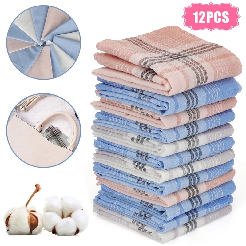 Classic Plaid Cotton Handkerchiefs Pocket Square For Men 13