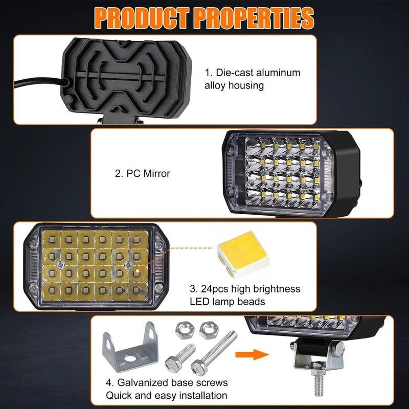 LED Work Light Bar HighPerformance Offroad Fog Spot Pods For Trucks ATVs SUVs And Motorcycles 4