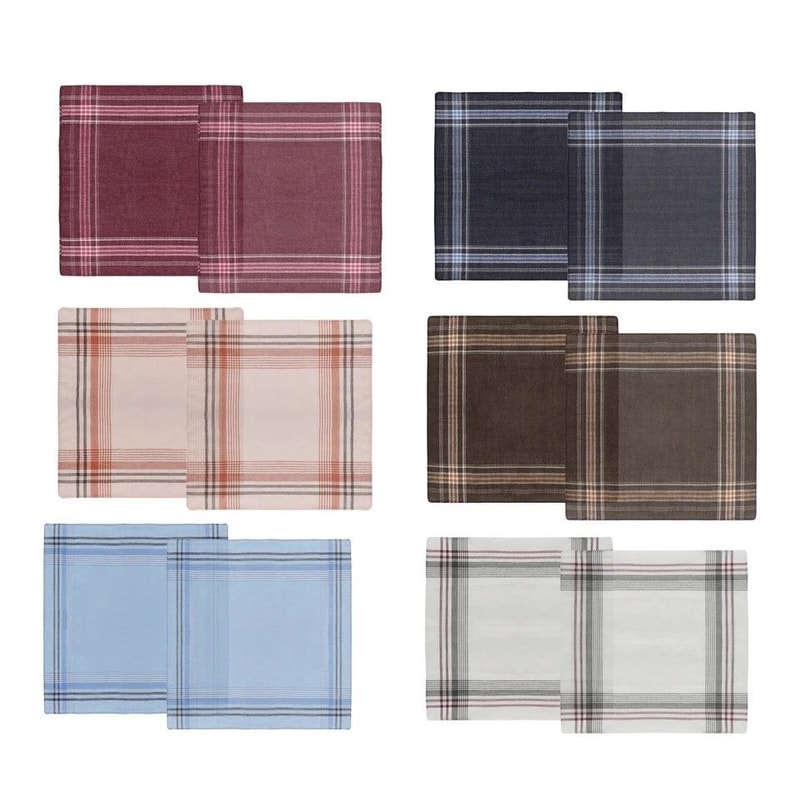 Plaid Cotton Handkerchief Set Soft Absorbent Classic Pocket Squares 0