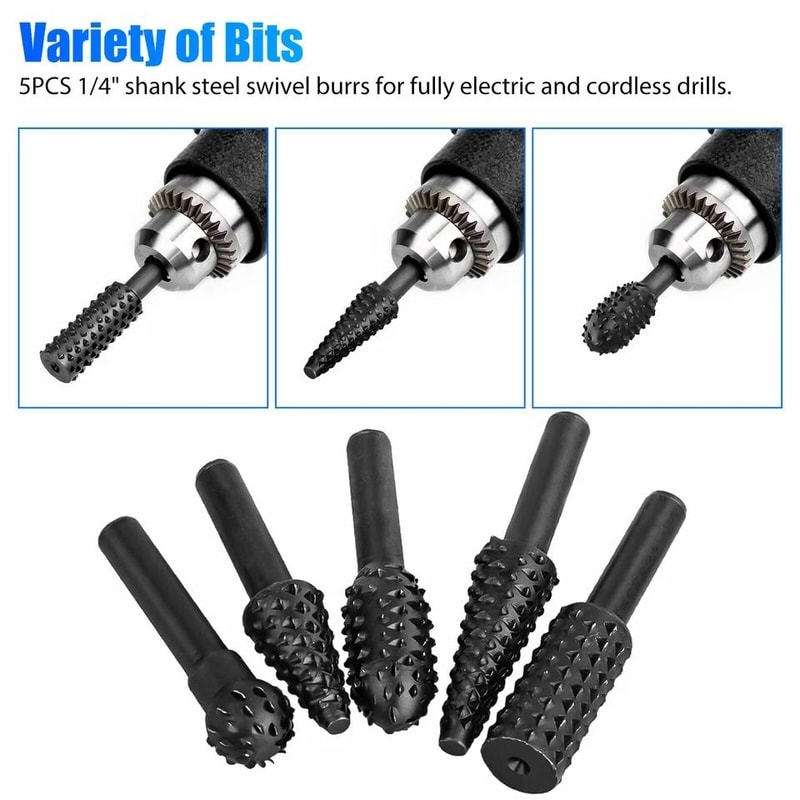 Carbon Steel Burr Set For Die Grinders Dremel Rotary Tools Precision Cutting Carving And Polishing 3
