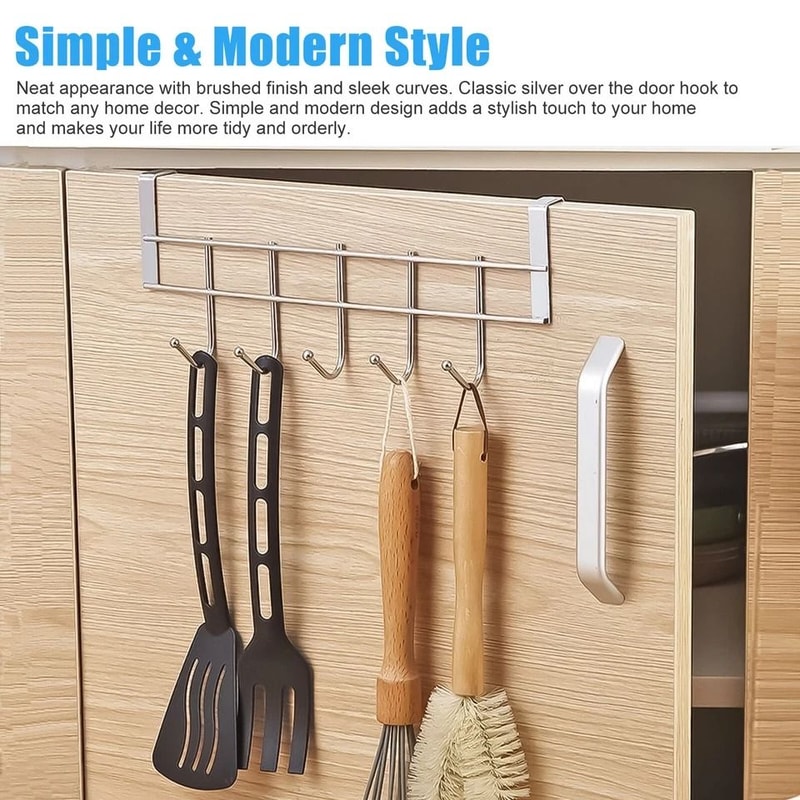 OvertheDoor Metal Hook Rack Hooks For Towels Coats Hats Durable Stainless Steel Hanger For Home B 3