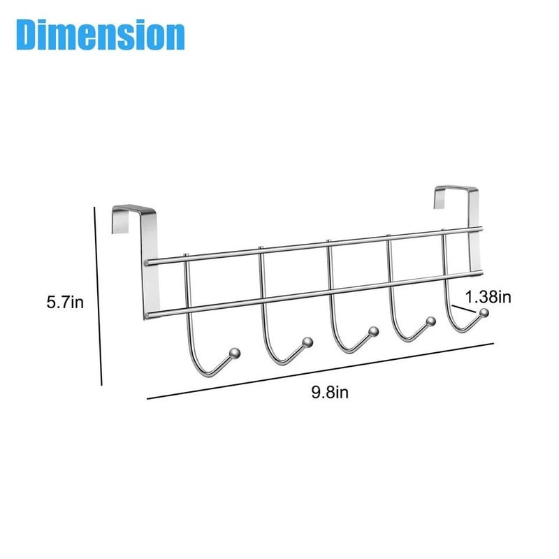 OvertheDoor Metal Hook Rack Hooks For Towels Coats Hats Durable Stainless Steel Hanger For Home B 7