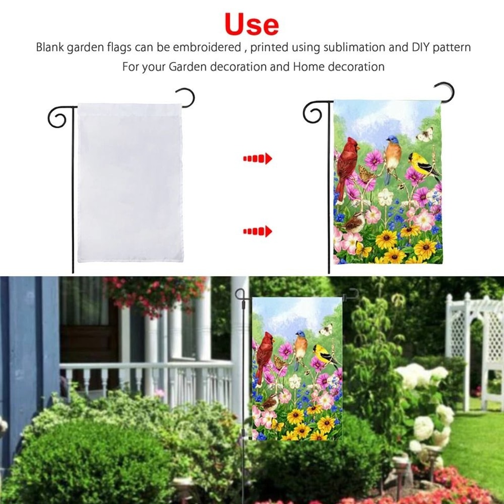 Blank Polyester Garden Flags Sublimation Ready For Custom Designs Parade Decorations Perfect For 1