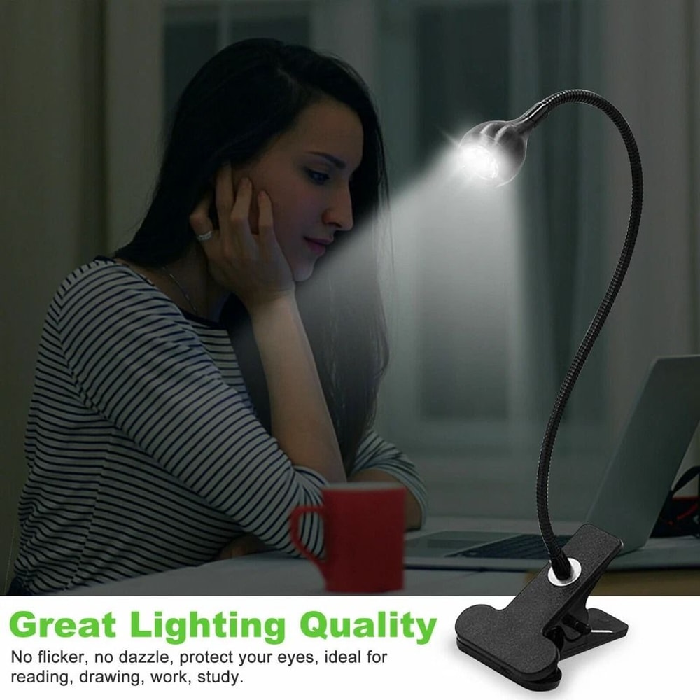 USB LED Reading Light Flexible Clipon Lamp For Books Desks And Laptops Eye Protection Adjustable US 3