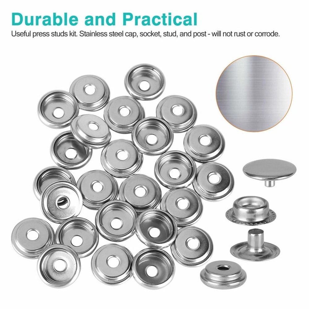 Stainless Steel Snap Fastener Kit For Boat Canvas Durable Screw Press Stud Cover Buttons 2