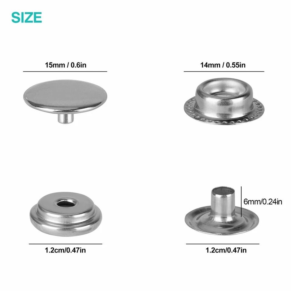 Stainless Steel Snap Fastener Kit For Boat Canvas Durable Screw Press Stud Cover Buttons 4