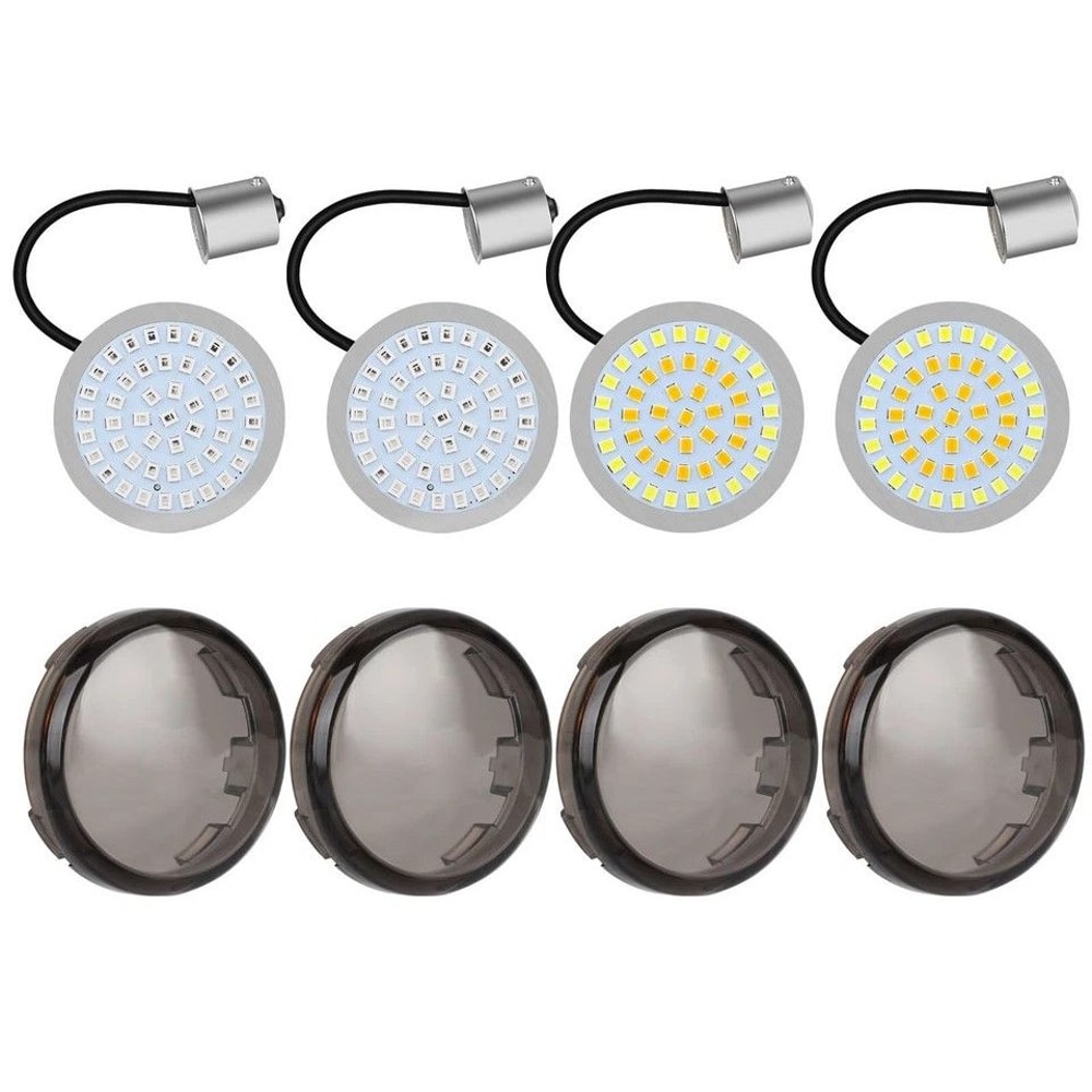 Front Rear LED Turn Signal Lights With Smoke Lens For Harley Davidson Motorcycles 0