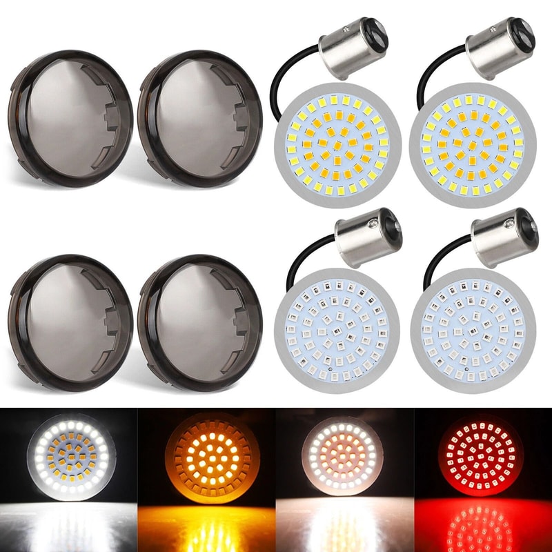 Front Rear LED Turn Signal Lights With Smoke Lens For Harley Davidson Motorcycles 8