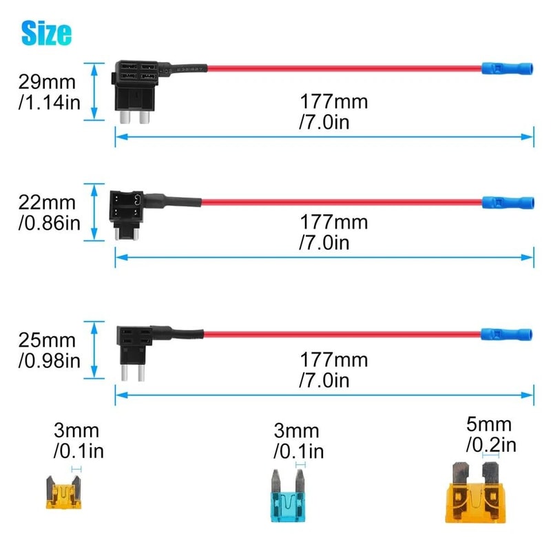 AddaCircuit Fuse Adapter Kit Standard Mini Blade Fuse Holders For Car 10
