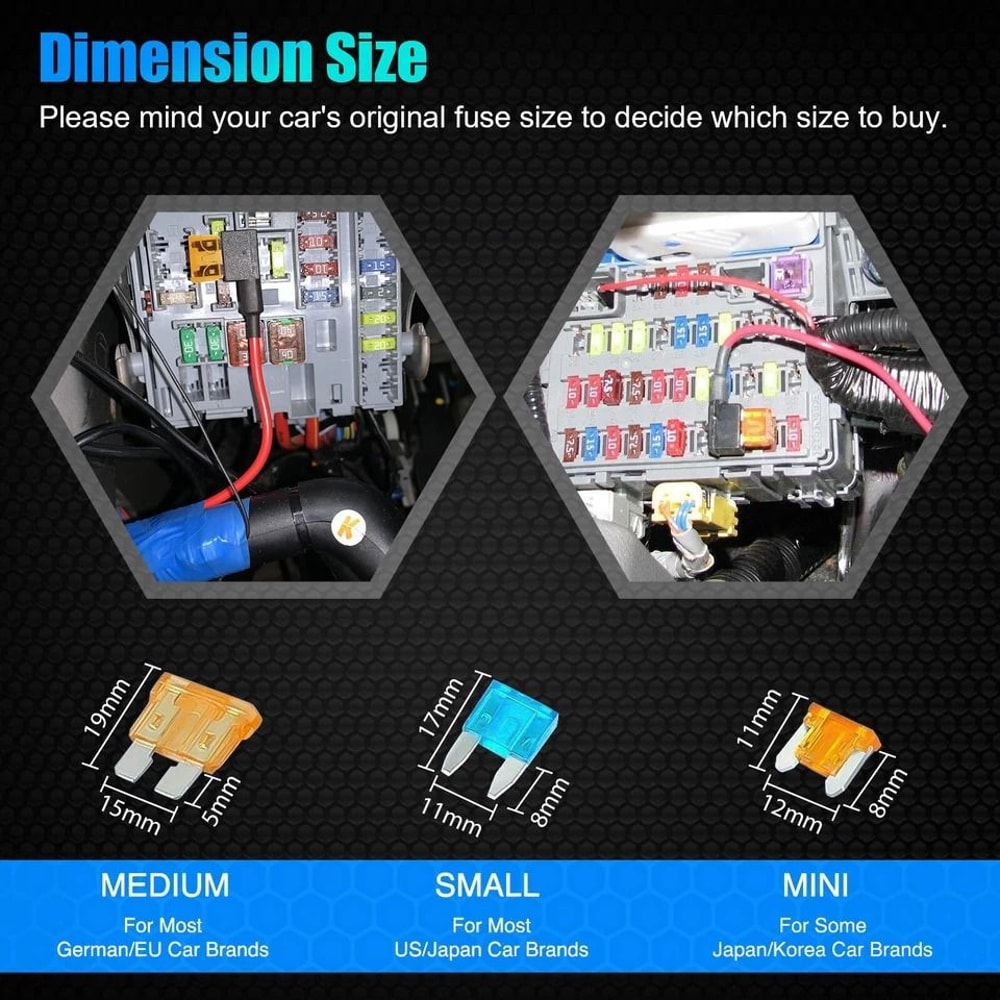 AddaCircuit Fuse Adapter Kit Standard Mini Blade Fuse Holders For Car 2