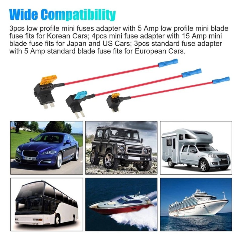 AddaCircuit Fuse Adapter Kit Standard Mini Blade Fuse Holders For Car 6
