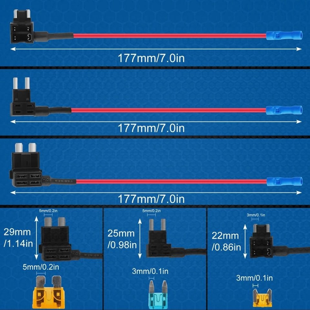 AddaCircuit Fuse Adapter Kit Standard Mini Blade Fuse Holders For Car 7