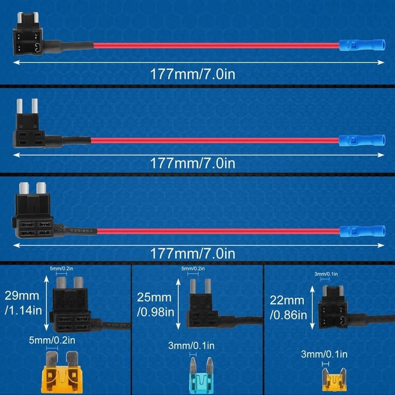 AddaCircuit Fuse Adapter Kit Standard Mini Blade Fuse Holders For Car 7