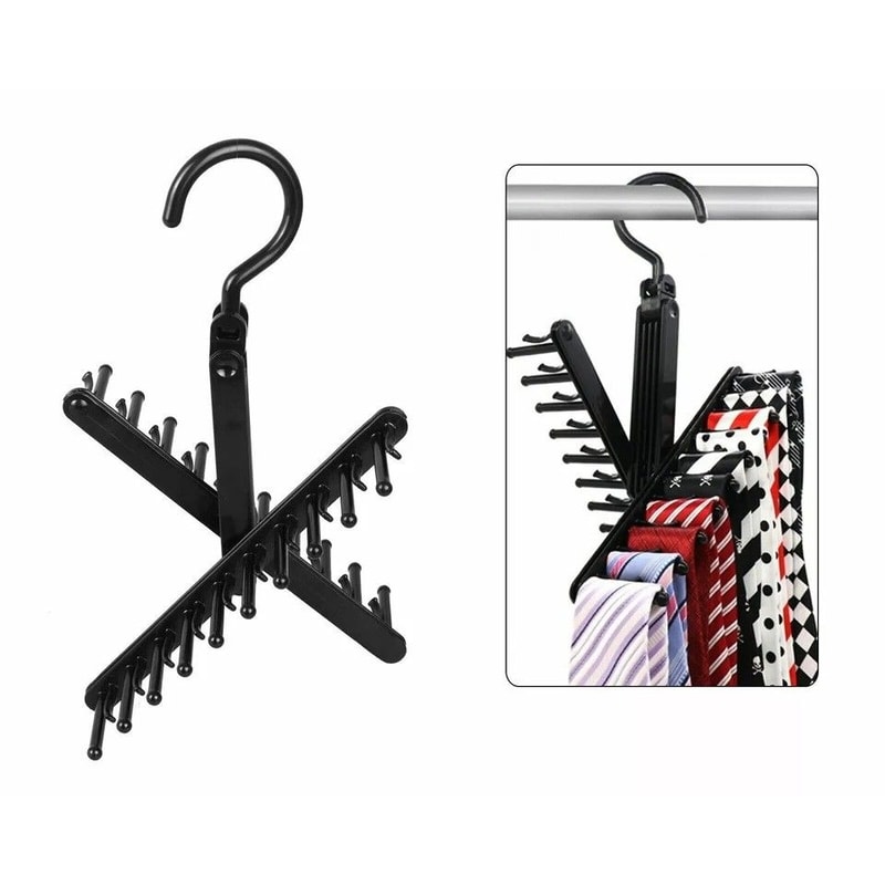 Cross X Tie Rack Holder Belt Hanger With NonSlip Clips Closet Organizer For Efficient Tie Storage 0