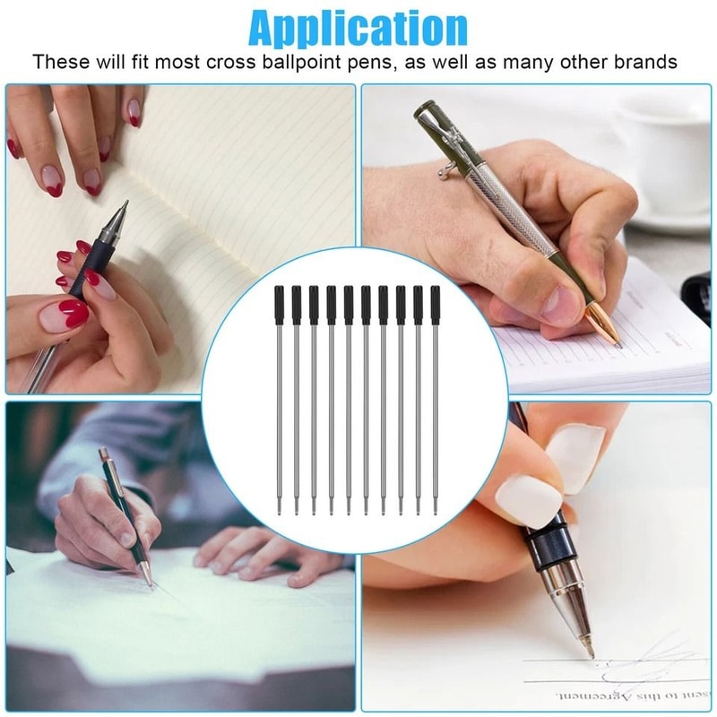 Cross Style Ballpoint Pen Refills Smooth Flow Ink Medium Point Black HighQuality Replacements For C 5