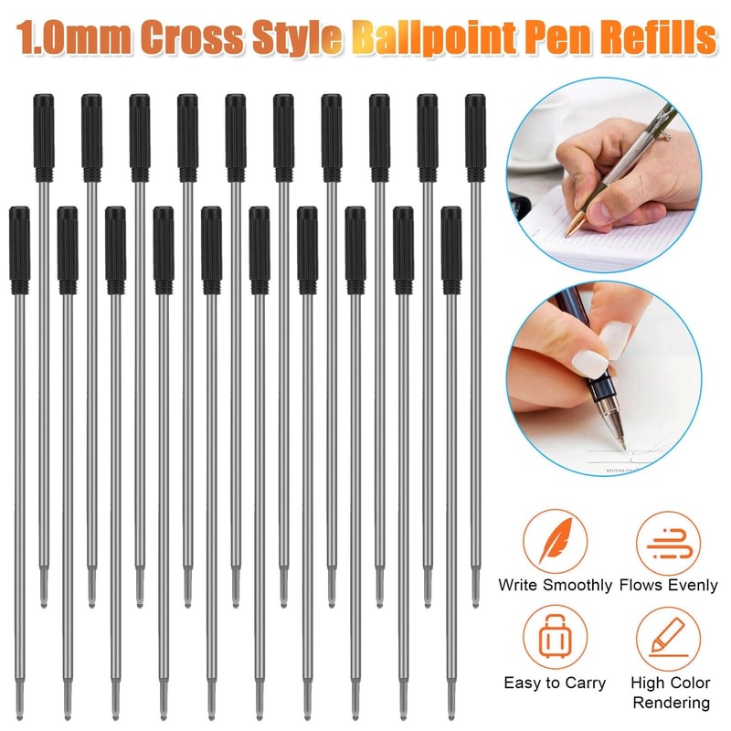 Cross Style Ballpoint Pen Refills Smooth Flow Ink Medium Point Black HighQuality Replacements For C 7