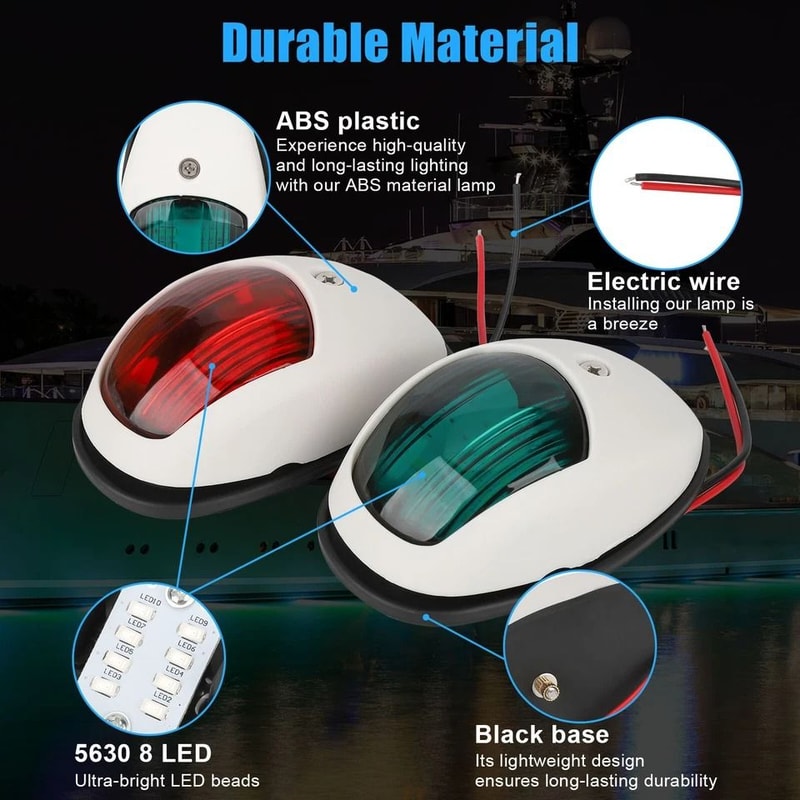 Red Green LED Boat Navigation Lights Waterproof Marine Bow Lamp For Pontoon Speed Boats 4