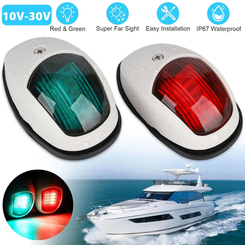 Red Green LED Boat Navigation Lights Waterproof Marine Bow Lamp For Pontoon Speed Boats 8