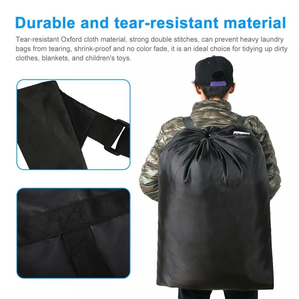 Durable Laundry Backpack With Heavy Duty Drawstring Adjustable Shoulder Strap Large Capacity Stora 3