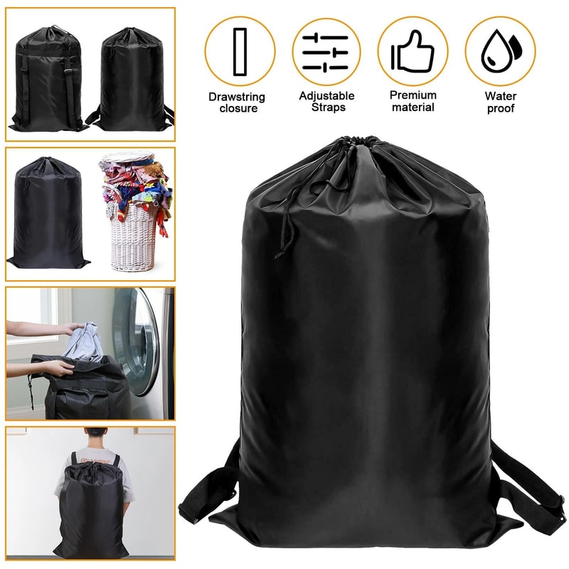 Durable Laundry Backpack With Heavy Duty Drawstring Adjustable Shoulder Strap Large Capacity Stora 8