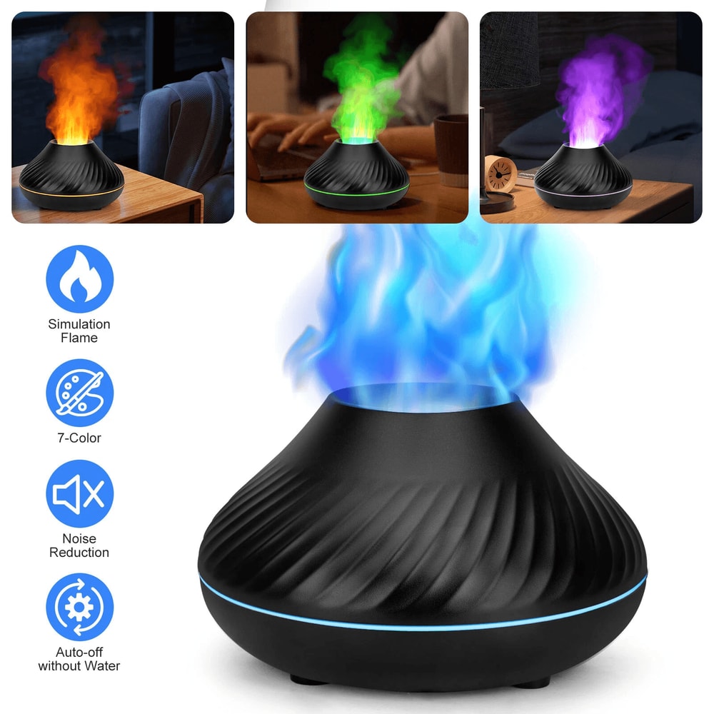 Aroma Volcano Flame Diffuser Aromatherapy Humidifier For Room Essential Oil Diffuser With Color LED 15