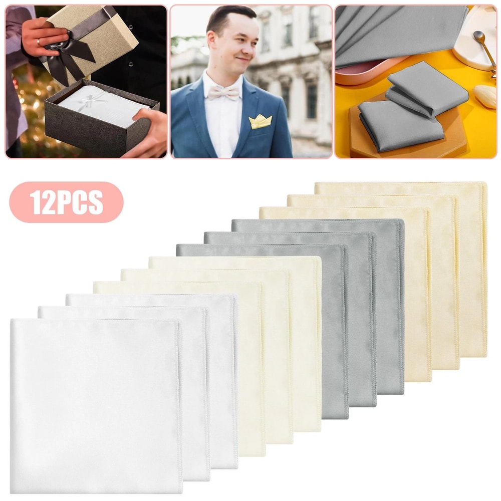 Solid Satin Mens Handkerchief Set Elegant Pocket Square Hankies For Formal Occasions 5