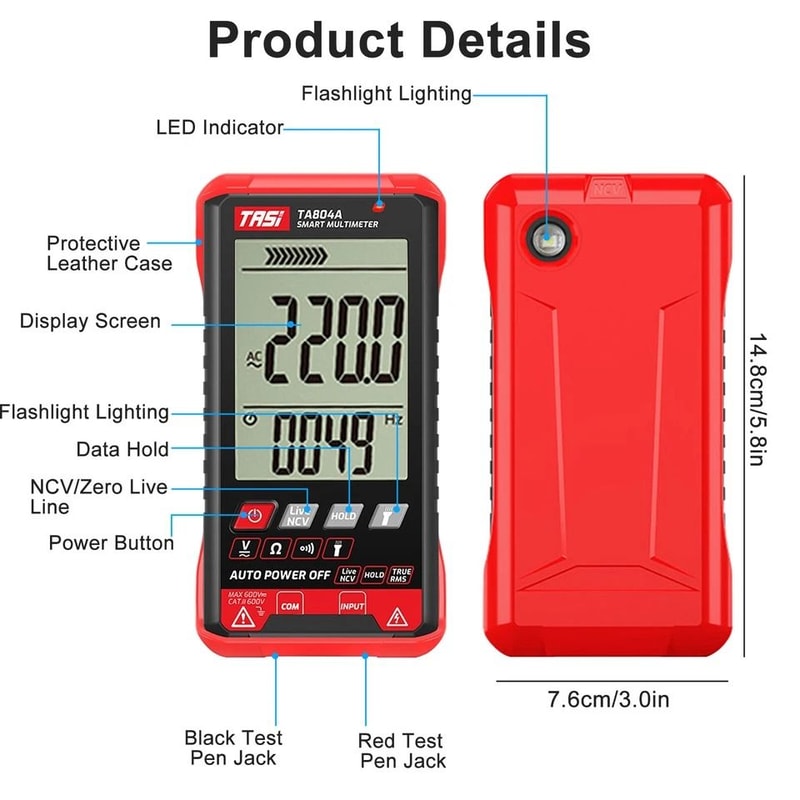 Digital Multimeter Voltage Tester With AC DC Voltmeter And Ohmmeter LCD Display Flashlight 0