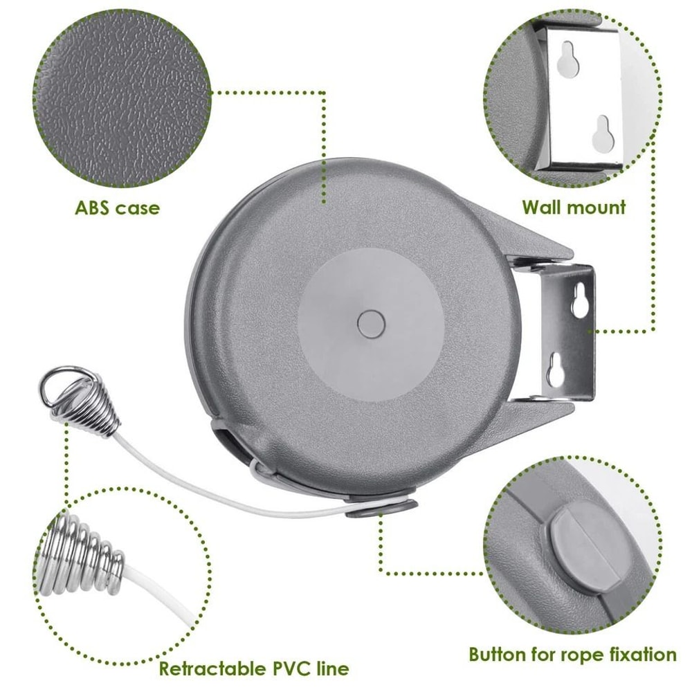 Retractable Clothesline Outdoor Dryer Easy Mount Clothes Washing Line Hanging Rope 1