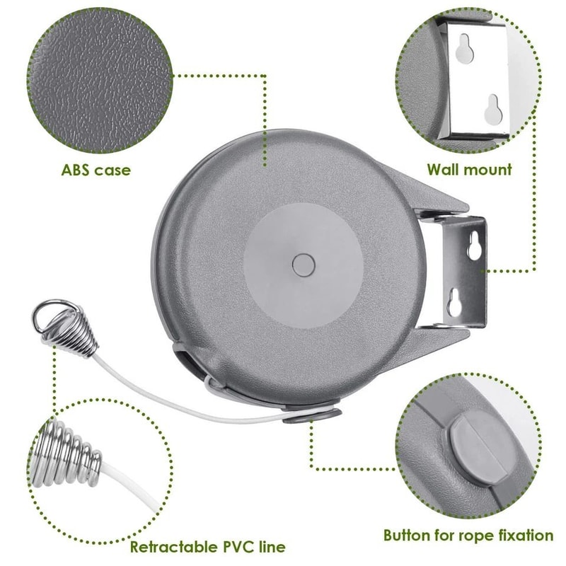 Retractable Clothesline Outdoor Dryer Easy Mount Clothes Washing Line Hanging Rope 1