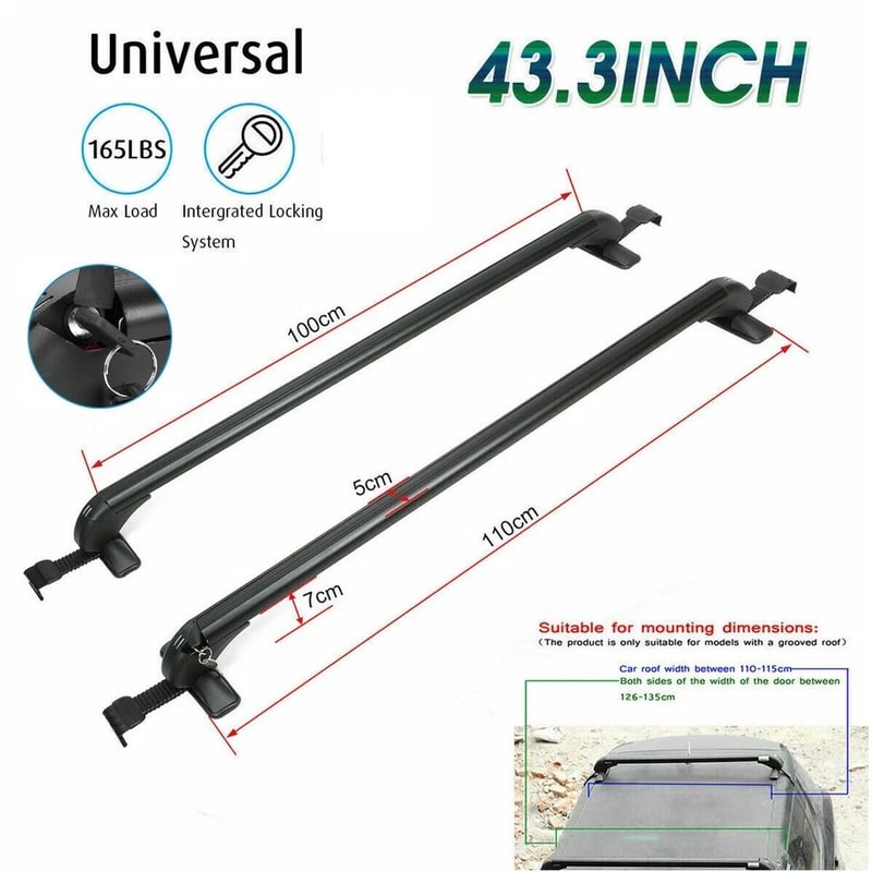 Universal Car Roof Rack Cross Bar Aluminum Luggage Carrier With AntiTheft Lock 4
