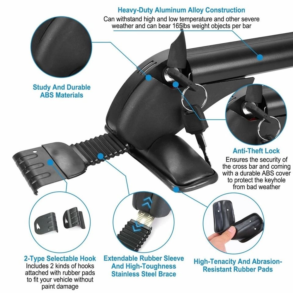 Universal Car Roof Rack Cross Bar Aluminum Luggage Carrier With AntiTheft Lock 8