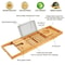 Premium Bamboo Bath Tray Caddy Extendable Bathtub Shelf With Wine Tablet Holder 1