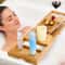 Premium Bamboo Bath Tray Caddy Extendable Bathtub Shelf With Wine Tablet Holder 0