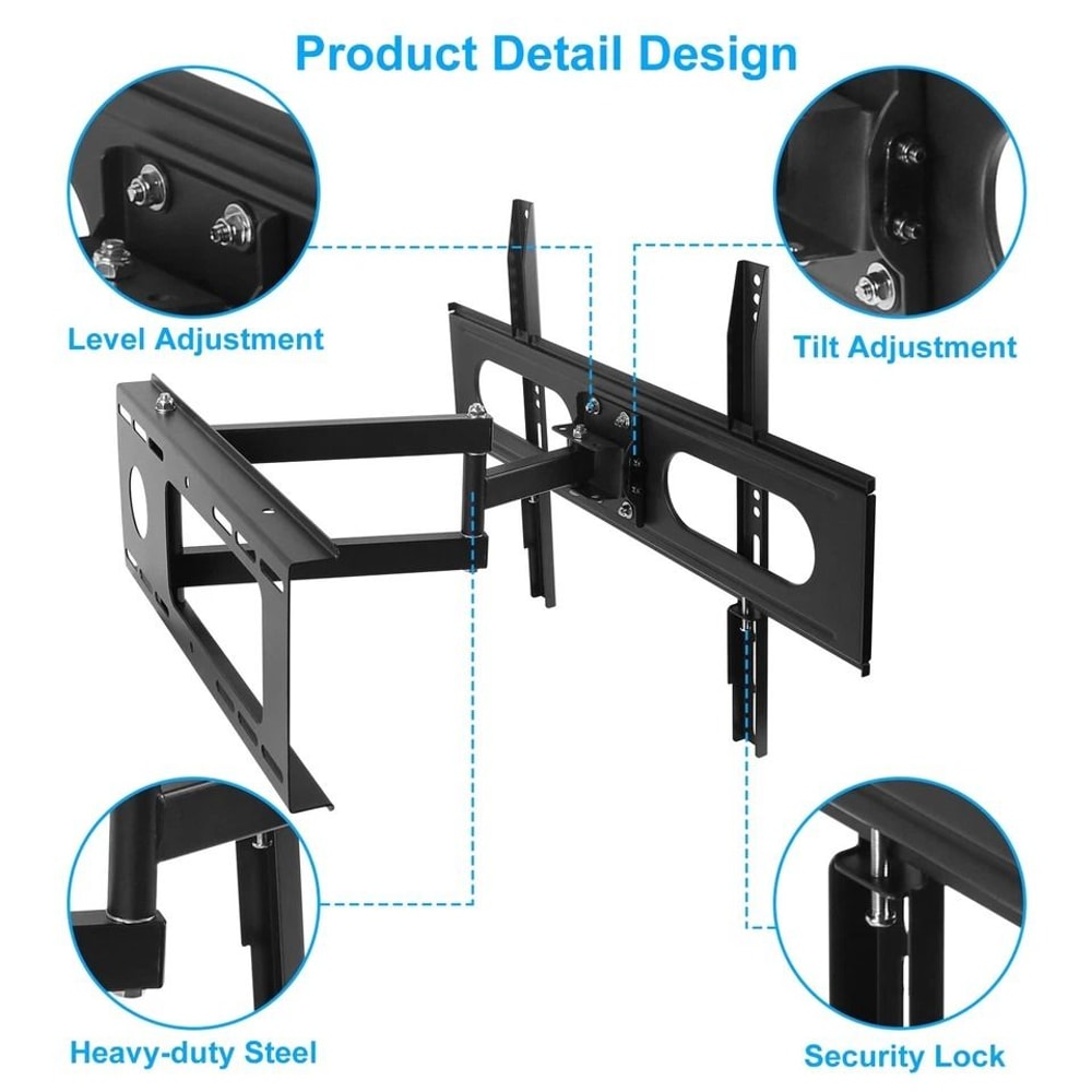 Full Motion TV Wall Mount For Screens Adjustable Tilt Swivel Bracket 1